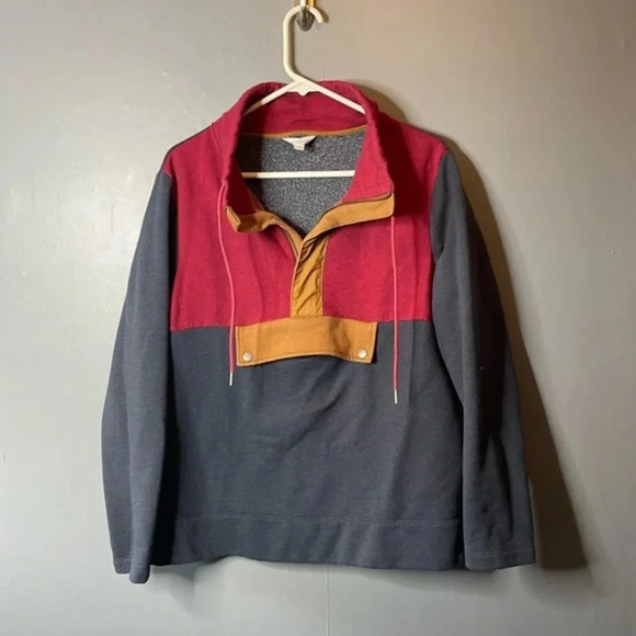 L.L. Bean Jackets & Blazers - L.L. Bean tri color quarter zip fleece pullover with kangaroo pocket large